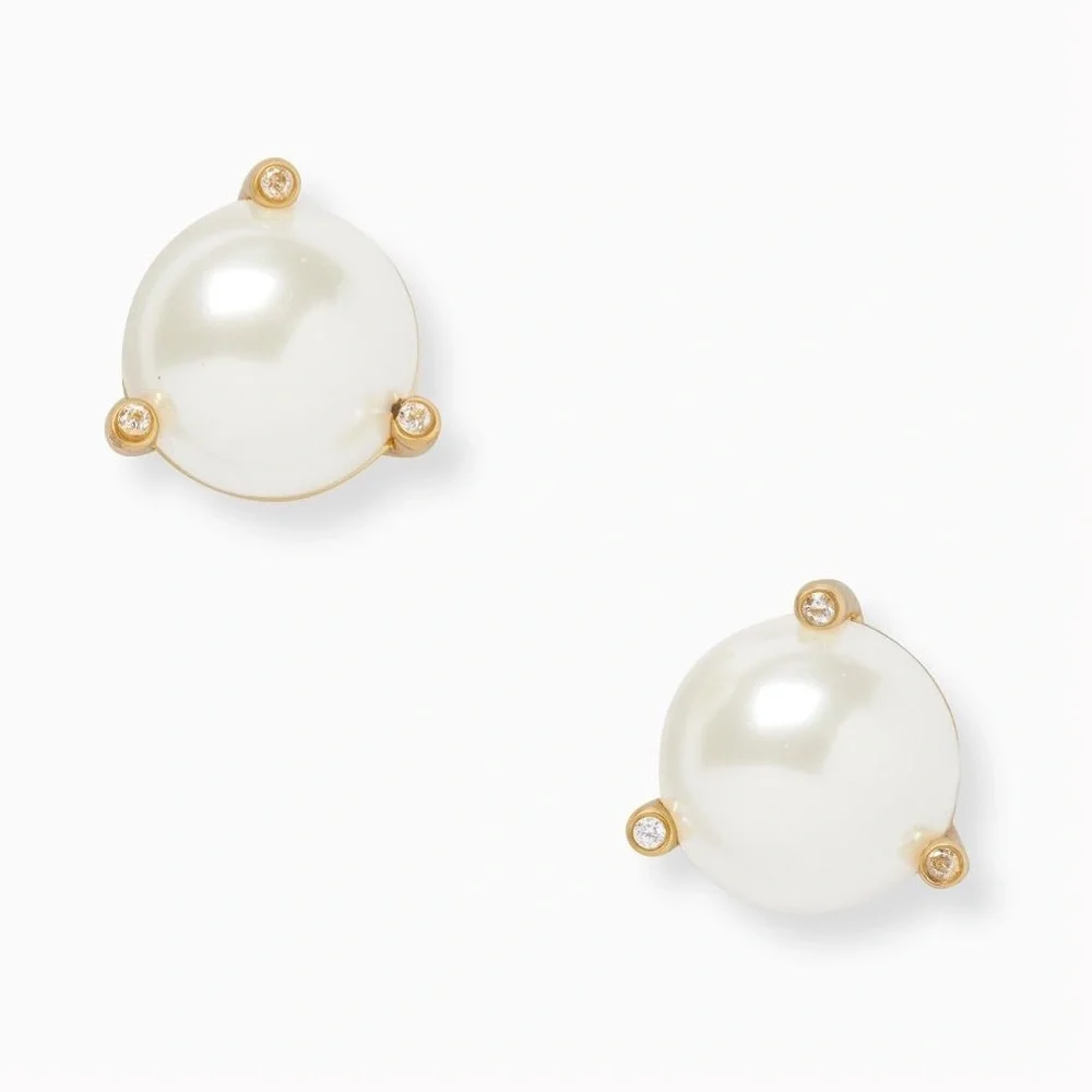 Kate Spade Rise & Shine Stud Earrings cream pearl 0.38”